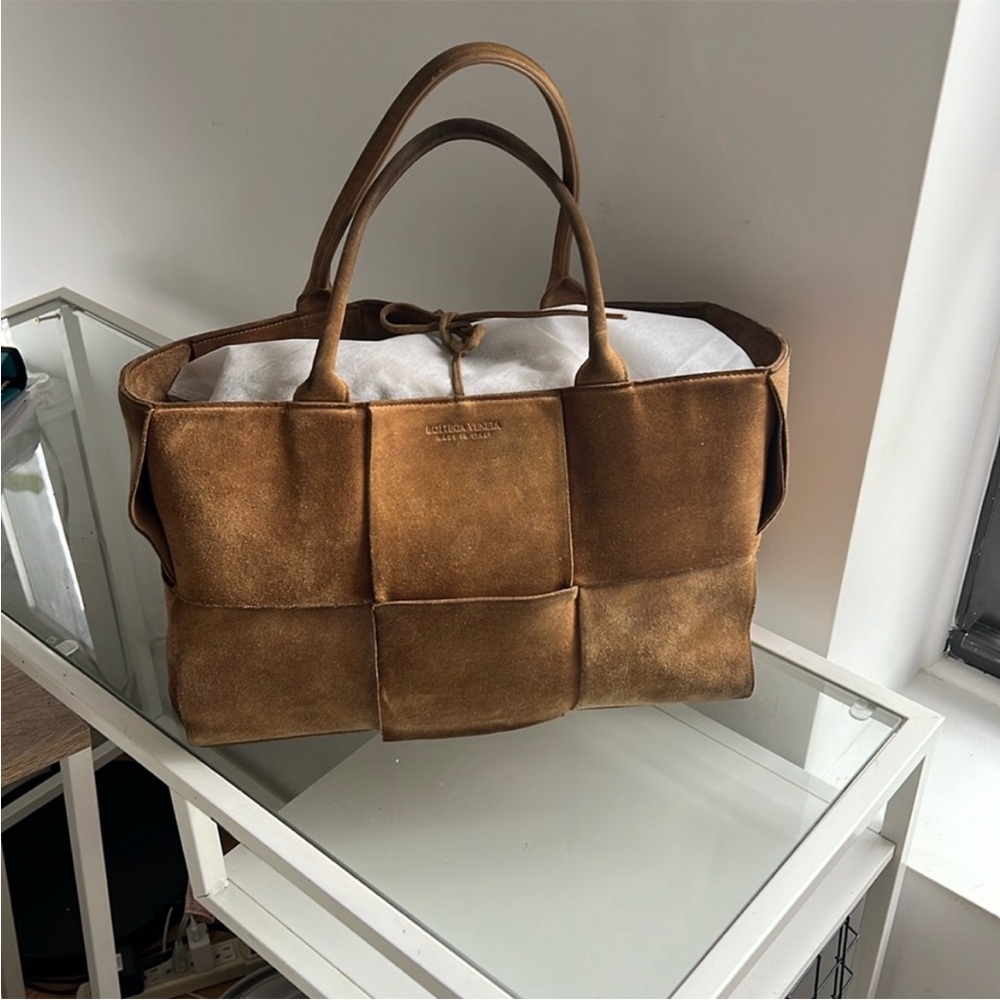 Bottega Veneta brown suede arco tote